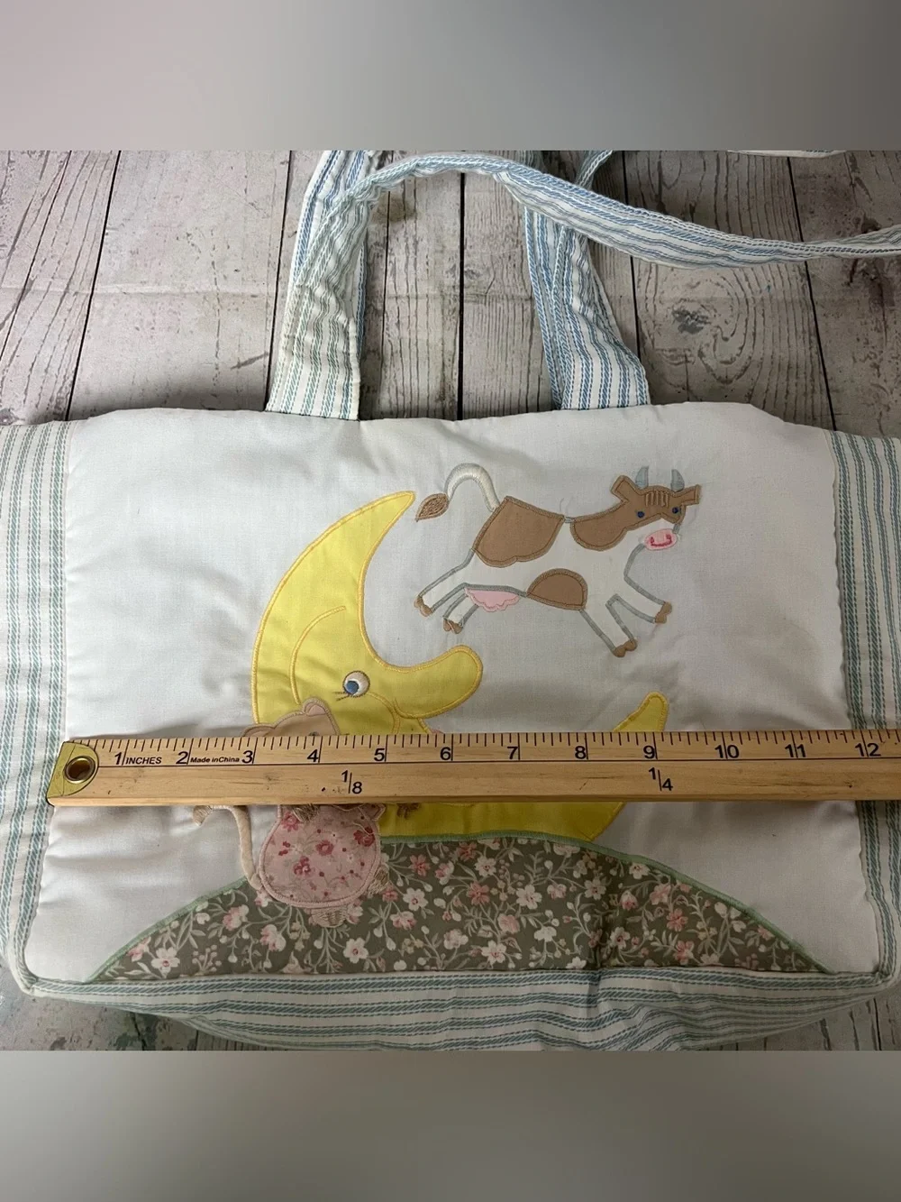 Vtg House of Hatten Diaper Bag Quilted Tote Hey Diddle Diddle Nursery Like New